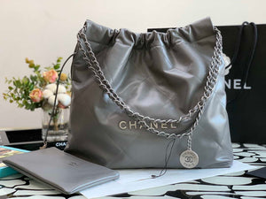 Chanel 22 Handbag Metallic Calfskin AS3261 Gray Metal - Default Title - View 2