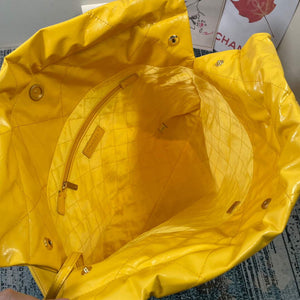 Chanel 22 Handbag Shiny Calfskin Gold AS3261 Yellow - Default Title - View 8