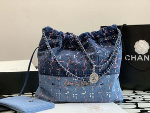 Chanel AS3261 22 Handbag Washed Denim & Silver-Tone Metal Blue Multicolor - Default Title - View 2