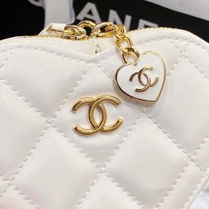 Chanel AS3295 Heart Clutch with Chain Lambskin Gold-Tone Metal Black and White - Default Title - View 8