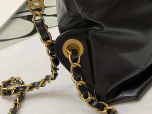 CHANEL AS3313 22 Backpack Shiny Calfskin Gold Black - Default Title - View 4