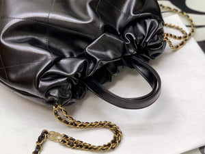 CHANEL AS3313 22 Backpack Shiny Calfskin Gold Black - Default Title - View 5