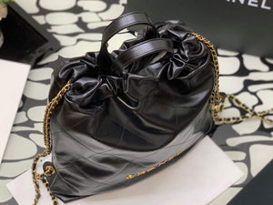 CHANEL AS3313 22 Backpack Shiny Calfskin Gold Black - Default Title - View 6