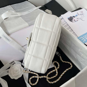 Chanel AS3331 Small Flap 19cm Bag White Lambskin Gold - Default Title - View 6