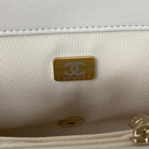 Chanel AS3331 Small Flap 19cm Bag White Lambskin Gold - Default Title - View 9