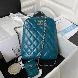 Chanel AS3332 Backpack Shiny Calfskin Bag Blue - Default Title - View 1