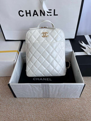 Chanel AS3332 Backpack Shiny Calfskin Bag White - Default Title - View 1