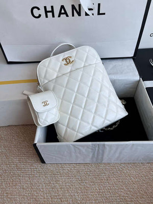 Chanel AS3332 Backpack Shiny Calfskin Bag White - Default Title - View 2