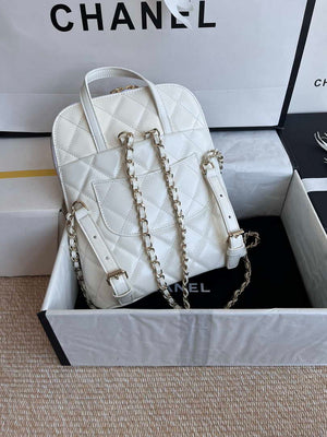 Chanel AS3332 Backpack Shiny Calfskin Bag White - Default Title - View 3