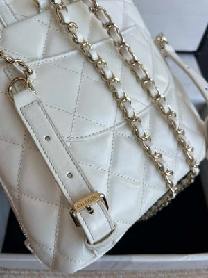 Chanel AS3332 Backpack Shiny Calfskin Bag White - Default Title - View 6