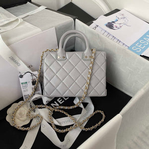 Chanel AS3344 Small Vanity Case Calfskin & Gold-Tone Metal Gray - Default Title - View 2
