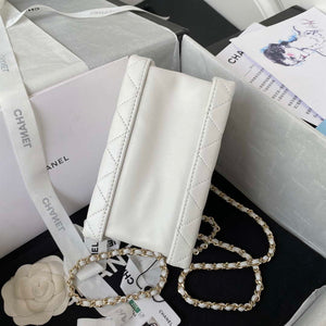 Chanel AS3344 Small Vanity Case Calfskin & Gold-Tone Metal White - Default Title - View 5