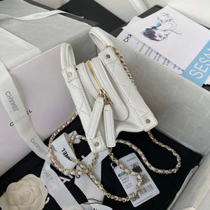 Chanel AS3344 Small Vanity Case Calfskin & Gold-Tone Metal White - Default Title - View 6
