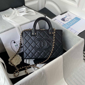 Chanel AS3345 Vanity Case Calfskin & Gold-Tone Metal Black - Default Title - View 1