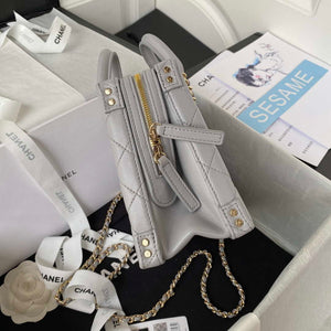 Chanel AS3345 Vanity Case Calfskin & Gold-Tone Metal Gray - Default Title - View 6