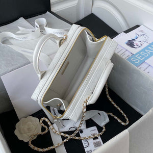 Chanel AS3345 Vanity Case Calfskin & Gold-Tone Metal White - Default Title - View 7