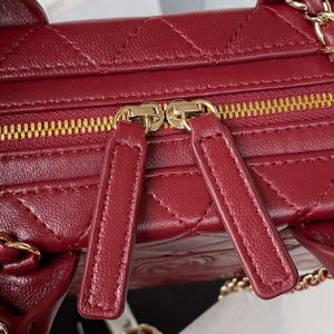 Chanel AS3345 Vanity Case Calfskin & Gold-Tone Metal Wine Red - Default Title - View 4