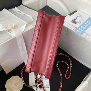 Chanel AS3345 Vanity Case Calfskin & Gold-Tone Metal Wine Red - Default Title - View 6