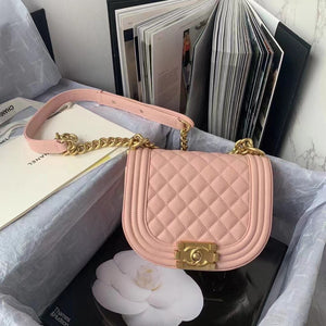 Chanel Small BOY CHANEL Messenger Bag AS3350 Lambskin Pink - Default Title - View 1