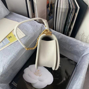 Chanel Small BOY CHANEL Messenger Bag AS3350 Lambskin White - Default Title - View 3