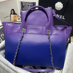 Chanel AS3351 Shopping Bag Shaded Calfskin & Silver-Tone Metal Purple, Blue & Dark Blue - Default Title - View 2