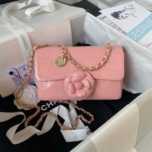 Chanel AS3356 Flap 23FW Patent leather Camellia Pink - Default Title - View 1