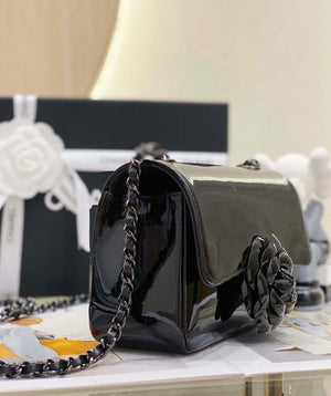 Chanel AS3356 Mini Flap 18cm Patent leather Camellia Black - Default Title - View 5