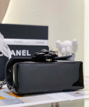Chanel AS3356 Mini Flap 18cm Patent leather Camellia Black - Default Title - View 6