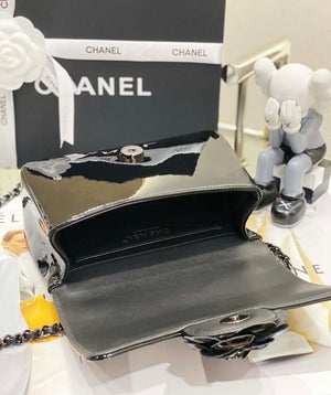Chanel AS3356 Mini Flap 18cm Patent leather Camellia Black - Default Title - View 7