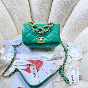 Chanel AS3365 Mini Flap Bag 17cm Lambskin Green - Default Title - View 1