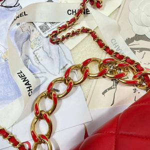 Chanel AS3366 Flap Bag 20cm Lambskin Red - Default Title - View 6