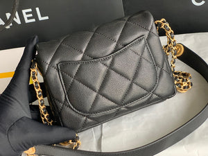 Chanel Mini Flap Bag Shiny Calfskin Gold-Tone Metal AS3368 Black - Default Title - View 3