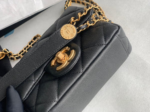 Chanel Mini Flap Bag Shiny Calfskin Gold-Tone Metal AS3368 Black - Default Title - View 6