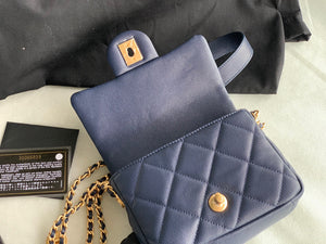 Chanel Mini Flap Bag Shiny Calfskin Gold-Tone Metal AS3368 Navy Blue - Default Title - View 7
