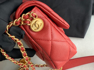 Chanel Mini Flap Bag Shiny Calfskin Gold-Tone Metal AS3368 Red - Default Title - View 5