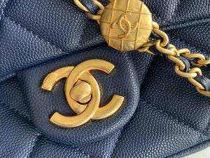 Chanel Small Flap Bag Shiny Calfskin Gold-Tone Metal AS3369 Navy Blue - Default Title - View 4