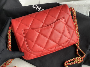 Chanel Small Flap Bag Shiny Calfskin Gold-Tone Metal AS3369 Red - Default Title - View 5