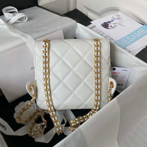 Chanel AS3384 Backpack Chain bag lambskin White - Default Title - View 2