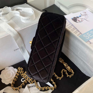 Chanel AS3432 Small Flap Bag Velvet Enamel & Gold-Tone Metal Black - Default Title - View 6