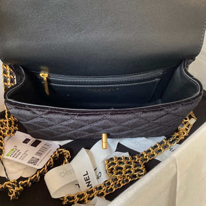 Chanel AS3432 Small Flap Bag Velvet Enamel & Gold-Tone Metal Black - Default Title - View 7