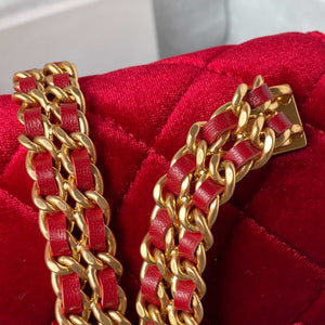 Chanel AS3432 Small Flap Bag Velvet Enamel & Gold-Tone Metal Wine Red - Default Title - View 4