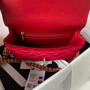 Chanel AS3432 Small Flap Bag Velvet Enamel & Gold-Tone Metal Wine Red - Default Title - View 7
