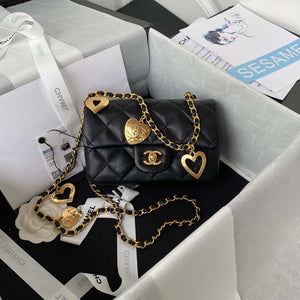 Chanel AS3456 Mini Flap Bag Lambskin & Gold-Tone Metal Black - Default Title - View 1