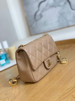 Chanel AS3457 Mini Flap Bag Lambskin & Gold-Tone Metal Apricot - Default Title - View 3