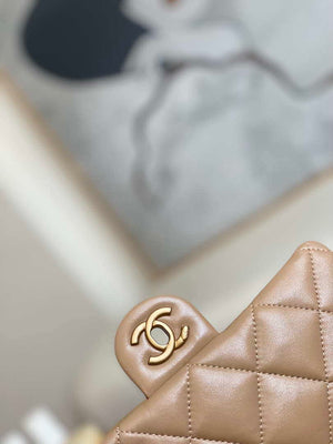 Chanel AS3457 Mini Flap Bag Lambskin & Gold-Tone Metal Apricot - Default Title - View 4