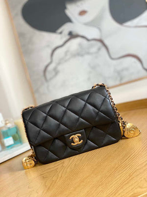 Chanel AS3457 Mini Flap Bag Lambskin & Gold-Tone Metal Black - Default Title - View 1