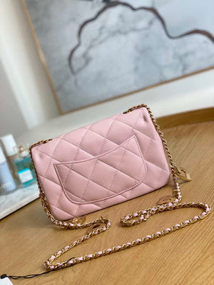 Chanel AS3457 Mini Flap Bag Lambskin & Gold-Tone Metal Pink - Default Title - View 2