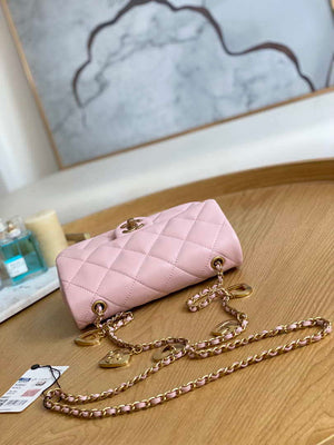 Chanel AS3457 Mini Flap Bag Lambskin & Gold-Tone Metal Pink - Default Title - View 5