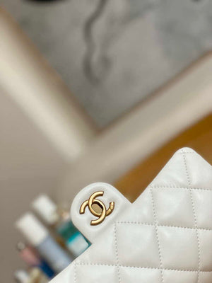 Chanel AS3457 Mini Flap Bag Lambskin & Gold-Tone Metal White - Default Title - View 7