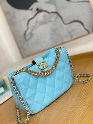 Chanel AS3476 Hobo Handbag Lambskin Blue - Default Title - View 3